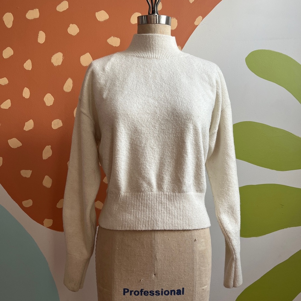 & Other Stories mock neck knit sweater in Ivory - SM